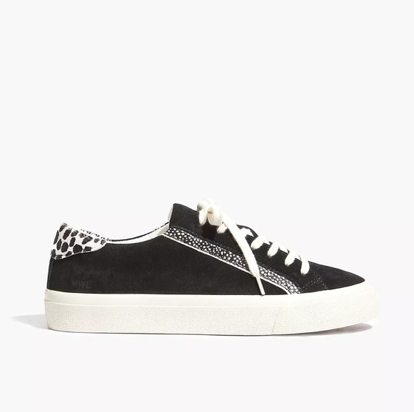 Madewell Sidewalk Low-Top Sneakers in Suede and Spot Calf Hair - Picture 1 of 9